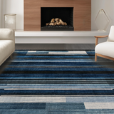 Ultra Soft Area Rug, Non Slip, Stain Resistant, Washable Area Rugs for Living Room, Bedroom, Washable Area Rug Abstract Stripe Ombre Style(Blue)