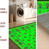 Ultra Soft Area Rug, Non Slip, Stain Resistant, Washable Area Rugs for Living Room, Bedroom, Rustic Multi-Color Clover Motif(Green)