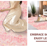 Ultra Soft Area Rug, Non Slip, Stain Resistant, Washable Area Rugs for Living Room, Bedroom, Sweet Bow Knot Rose Pink Vanity Rug Accent(Pink)