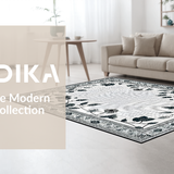Ultra Soft Area Rug, Non Slip, Stain Resistant, Washable Area Rugs for Living Room, Bedroom, Modern Botanical Luxe Touch(Gray)