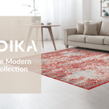 Ultra Soft Area Rug, Non Slip, Stain Resistant, Washable Area Rugs for Living Room, Bedroom, Rustic Floral Textured Elegance(Red)