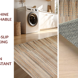Ultra Soft Area Rug, Non Slip, Stain Resistant, Washable Area Rugs for Living Room, Bedroom, Artful Textured Jute and Cotton Blend(Gray)