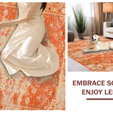 Ultra Soft Area Rug, Non Slip, Stain Resistant, Washable Area Rugs for Living Room, Bedroom, Charming Soft Textured Motif Runner(Orange)