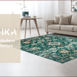 Ultra Soft Area Rug, Non Slip, Stain Resistant, Washable Area Rugs for Living Room, Bedroom, Vintage Floral Boho Charm(Green)
