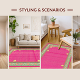Ultra Soft Area Rug, Non Slip, Stain Resistant, Washable Area Rugs for Living Room, Bedroom, Stylish Distressed Pink Lattice Design(Pink)