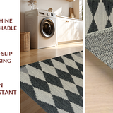 Ultra Soft Area Rug, Non Slip, Stain Resistant, Washable Area Rugs for Living Room, Bedroom, Sleek Minimalist Tiled Motif(Gray)