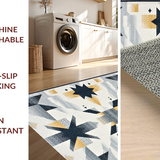 Ultra Soft Area Rug, Non Slip, Stain Resistant, Washable Area Rugs for Living Room, Bedroom, Sleek Minimalist Diamond Layout(Gray)