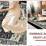 Ultra Soft Area Rug, Non Slip, Stain Resistant, Washable Area Rugs for Living Room, Bedroom, Oriental Distressed Black Ivory Living Room Rug(Black)