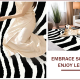 Ultra Soft Area Rug, Non Slip, Stain Resistant, Washable Area Rugs for Living Room, Bedroom, Bold Zebra Skin Bedroom Low Pile Floor Mat(Black)