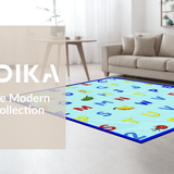 Ultra Soft Area Rug, Non Slip, Stain Resistant, Washable Area Rugs for Living Room, Bedroom, Bright Animal-Themed Alphabet Style(Blue)