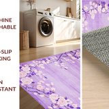 Ultra Soft Area Rug, Non Slip, Stain Resistant, Washable Area Rugs for Living Room, Bedroom, Whimsical Girly Flower Motif(Purple)