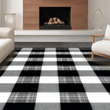 Ultra Soft Area Rug, Non Slip, Stain Resistant, Washable Area Rugs for Living Room, Bedroom, Timeless Cotton Hand-Woven Plaid(White)