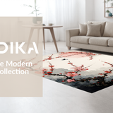 Ultra Soft Area Rug, Non Slip, Stain Resistant, Washable Area Rugs for Living Room, Bedroom, Elegant Japanese Floral Cascade(Red)
