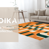 Ultra Soft Area Rug, Non Slip, Stain Resistant, Washable Area Rugs for Living Room, Bedroom, Chic Whimsical Tiled Artistry(Orange)