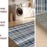 Ultra Soft Area Rug, Non Slip, Stain Resistant, Washable Area Rugs for Living Room, Bedroom, Ink & Snow Stripe Woven Accent Rug, Outdoor Entrance Carpet(Blue)