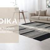 Ultra Soft Area Rug, Non Slip, Stain Resistant, Washable Area Rugs for Living Room, Bedroom, Sleek Black White Linear Patterned Rug with Striped Layered Geometric Design(Black)