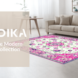 Ultra Soft Area Rug, Non Slip, Stain Resistant, Washable Area Rugs for Living Room, Bedroom, Feminine Elegant Blooming Vibes(White)