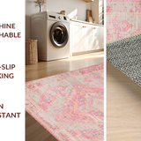 Ultra Soft Area Rug, Non Slip, Stain Resistant, Washable Area Rugs for Living Room, Bedroom, Lush Cozy Ogee Inspired Art(Pink)