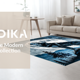 Ultra Soft Area Rug, Non Slip, Stain Resistant, Washable Area Rugs for Living Room, Bedroom, Rustic Gray Toned Animal Motif(Blue)