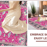 Ultra Soft Area Rug, Non Slip, Stain Resistant, Washable Area Rugs for Living Room, Bedroom, Contemporary Vibrant Graphic Motif(Pink)