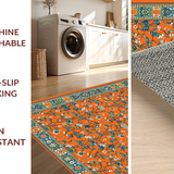 Ultra Soft Area Rug, Non Slip, Stain Resistant, Washable Area Rugs for Living Room, Bedroom, Luxurious Textured Garden Motif(Orange)