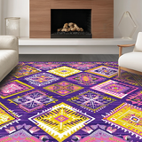 Ultra Soft Area Rug, Non Slip, Stain Resistant, Washable Area Rugs for Living Room, Bedroom, Dynamic Floral Lattice Composition(Purple)