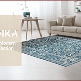 Ultra Soft Area Rug, Non Slip, Stain Resistant, Washable Area Rugs for Living Room, Bedroom, Timeless Dual-Toned Floral Arrangement(Blue)
