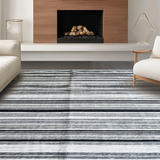 Ultra Soft Area Rug, Non Slip, Stain Resistant, Washable Area Rugs for Living Room, Bedroom, Monochrome Marvel: Black and White Striped Washable Area Rug(Black)