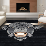 Ultra Soft Area Rug, Non Slip, Stain Resistant, Washable Area Rugs for Living Room, Bedroom, Artful Rustic Animal Illustration(Black)