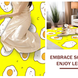 Ultra Soft Area Rug, Non Slip, Stain Resistant, Washable Area Rugs for Living Room, Bedroom, Playful Cartoon Egg Motif(Yellow)
