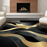 Ultra Soft Area Rug, Non Slip, Stain Resistant, Washable Area Rugs for Living Room, Bedroom, Striking Fluid Geode Wave Aesthetic(Gold)
