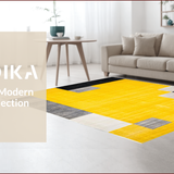 Ultra Soft Area Rug, Non Slip, Stain Resistant, Washable Area Rugs for Living Room, Bedroom, Vibrant Geometric Box Motif(Yellow)