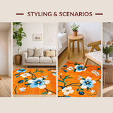 Ultra Soft Area Rug, Non Slip, Stain Resistant, Washable Area Rugs for Living Room, Bedroom, Eclectic Colorful Nature-Inspired Design(Orange)
