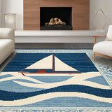 Ultra Soft Area Rug, Non Slip, Stain Resistant, Washable Area Rugs for Living Room, Bedroom, Sophisticated Maritime Color Harmony(Blue)