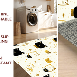Ultra Soft Area Rug, Non Slip, Stain Resistant, Washable Area Rugs for Living Room, Bedroom, Chic Monochrome Feline Artwork(Gold)