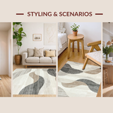 Ultra Soft Area Rug, Non Slip, Stain Resistant, Washable Area Rugs for Living Room, Bedroom, Elegant Earthy Toned Design(Beige)