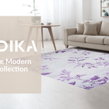Ultra Soft Area Rug, Non Slip, Stain Resistant, Washable Area Rugs for Living Room, Bedroom, Trendy Floral Contemporary Touch(Purple)