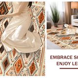 Ultra Soft Area Rug, Non Slip, Stain Resistant, Washable Area Rugs for Living Room, Bedroom, Stylish Diamond Lattice in Earthy Tones(Orange)