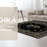 Ultra Soft Area Rug, Non Slip, Stain Resistant, Washable Area Rugs for Living Room, Bedroom, Chic Gothic Artful Design(Black)