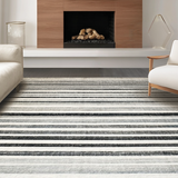 Ultra Soft Area Rug, Non Slip, Stain Resistant, Washable Area Rugs for Living Room, Bedroom, Black and White Striped Rug, Absorbent Non Slip Backing, Geometric Flair(Gray)