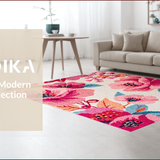 Ultra Soft Area Rug, Non Slip, Stain Resistant, Washable Area Rugs for Living Room, Bedroom, Boho Pink Floral Nursery Washable Rug(Pink)