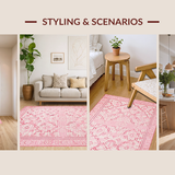 Ultra Soft Area Rug, Non Slip, Stain Resistant, Washable Area Rugs for Living Room, Bedroom, Sleek Minimalist Design in Light Shades(Pink)