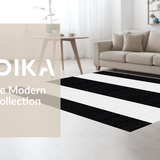 Ultra Soft Area Rug, Non Slip, Stain Resistant, Washable Area Rugs for Living Room, Bedroom, Rustic Two-Tone Symmetrical Design(Black)