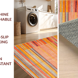 Ultra Soft Area Rug, Non Slip, Stain Resistant, Washable Area Rugs for Living Room, Bedroom, Dynamic Curved Lines with Rich Colors(Orange)