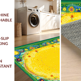 Ultra Soft Area Rug, Non Slip, Stain Resistant, Washable Area Rugs for Living Room, Bedroom, Vibrant Abstract Sunshine Motif(Yellow)