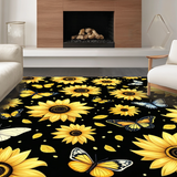 Ultra Soft Area Rug, Non Slip, Stain Resistant, Washable Area Rugs for Living Room, Bedroom, Chic Abstract Butterfly Decoration(Yellow)