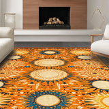 Ultra Soft Area Rug, Non Slip, Stain Resistant, Washable Area Rugs for Living Room, Bedroom, Trendy Natural Palette Circular Style(Orange)