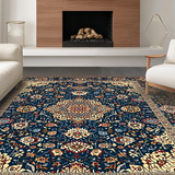 Rustic Blue Brown Geometric Motif(Blue)
