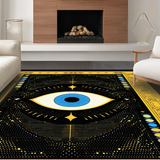 Ultra Soft Area Rug, Non Slip, Stain Resistant, Washable Area Rugs for Living Room, Bedroom, Rustic Symmetrical Eye Arrangement(Black)