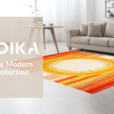 Ultra Soft Area Rug, Non Slip, Stain Resistant, Washable Area Rugs for Living Room, Bedroom, Bold Colorful Sunray Style(Orange)